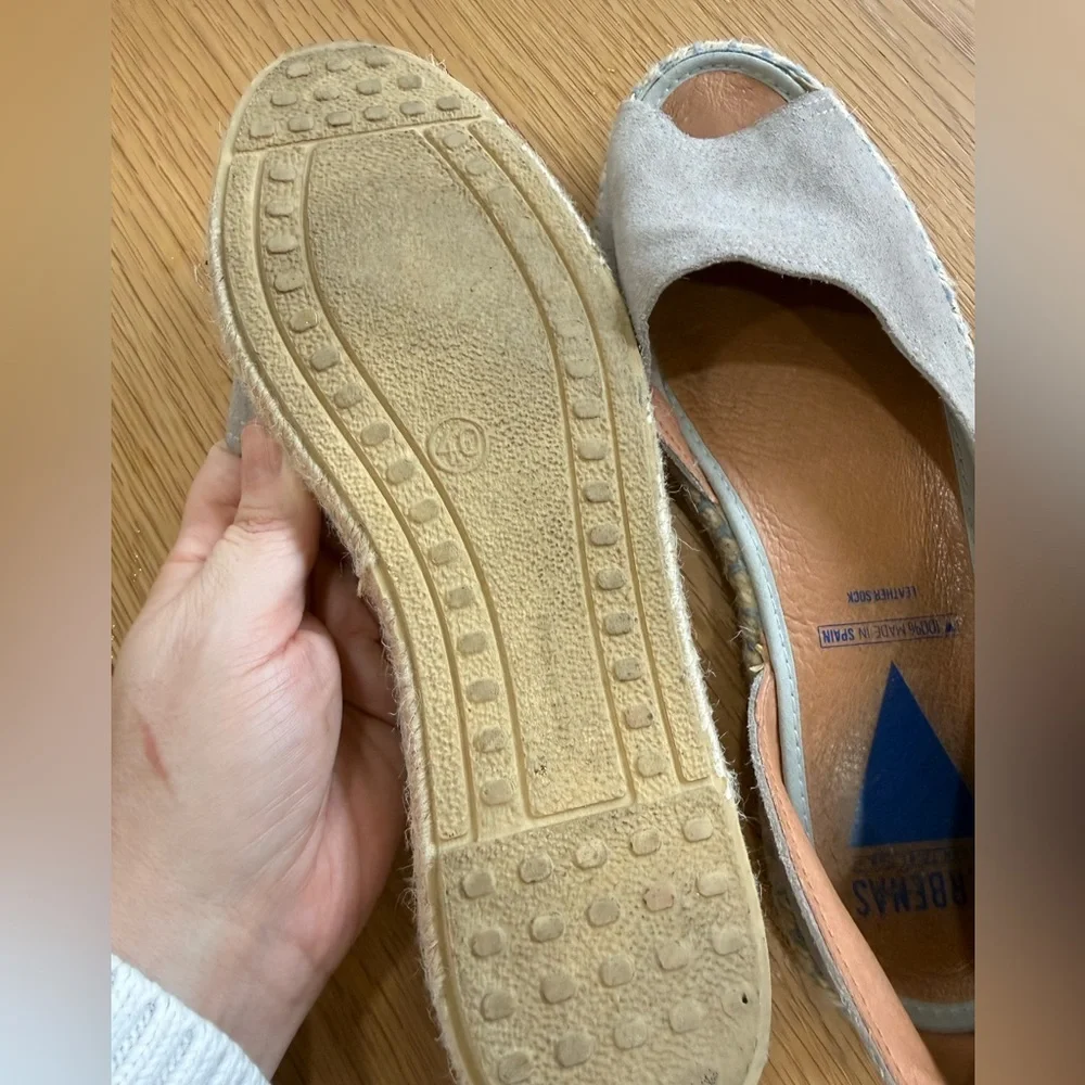 Suede Open-Toe Espadrille Flats in Taupe